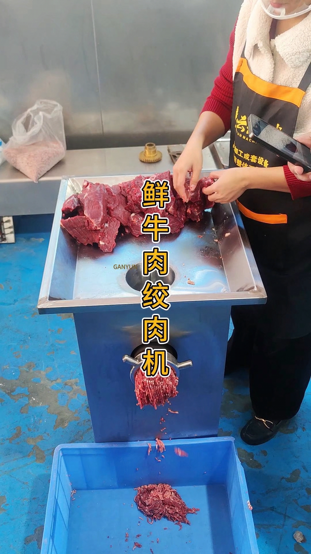 鲜肉绞肉机,果蔬绞肉机,孔板可定制,新鲜牛肉绞碎成颗粒状肉泥