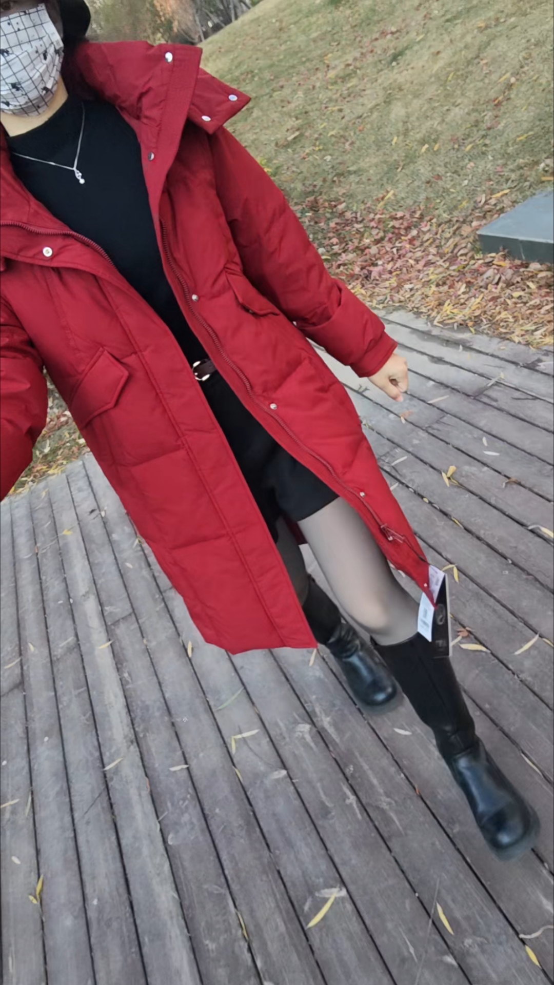 保暖连帽防风羽绒服长款羽绒服女