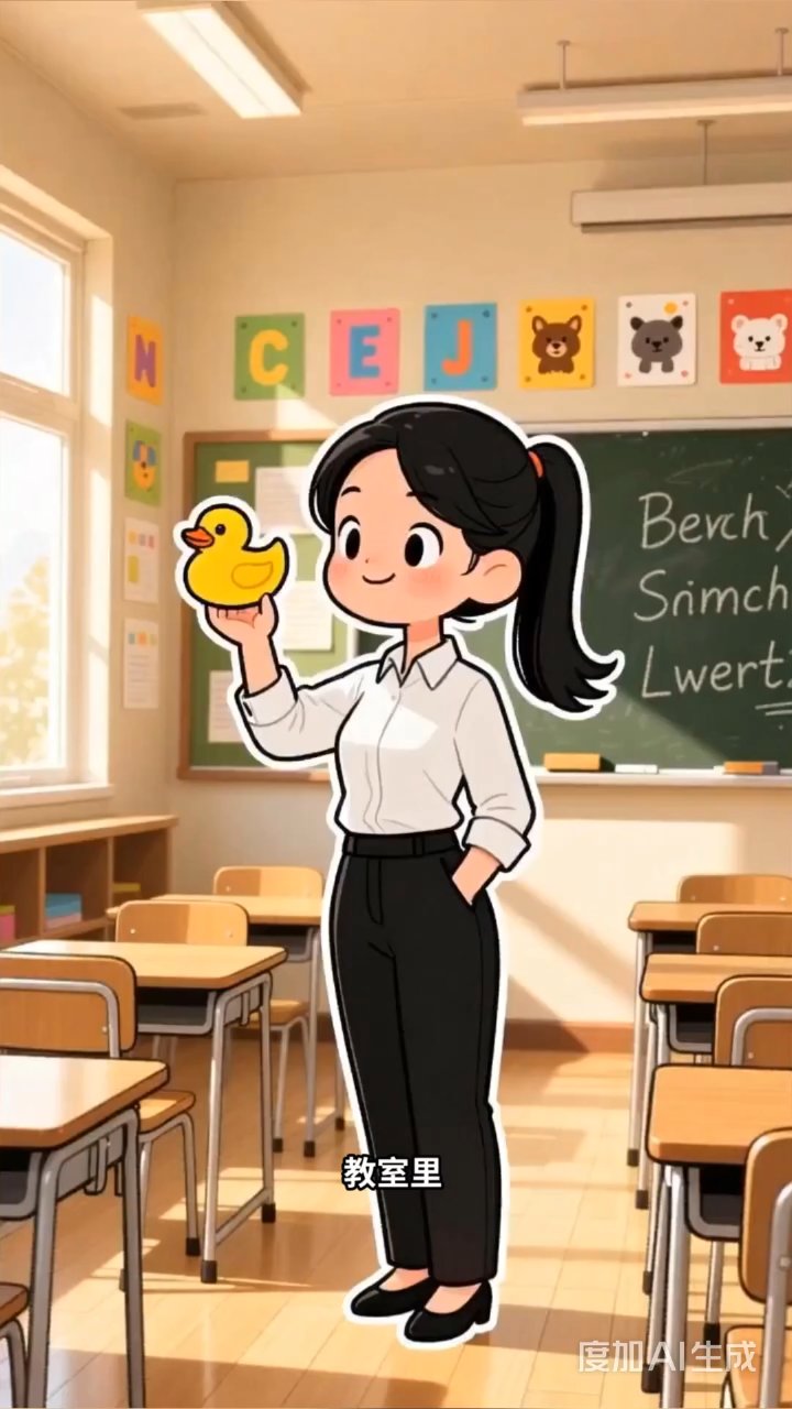 黄色小鸭学英语,教室里蹦出童趣交响曲