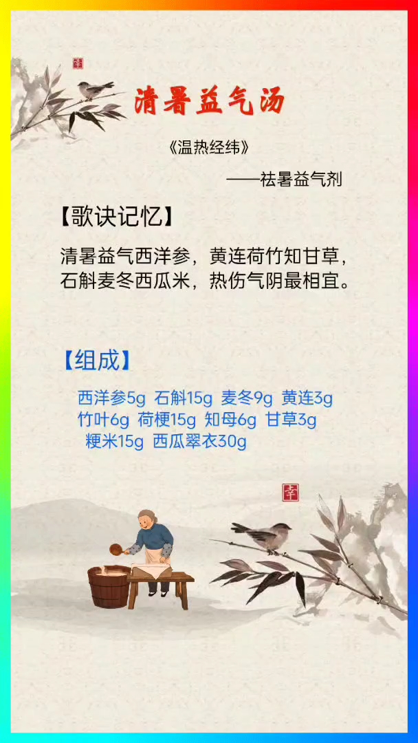 方剂歌诀-清暑益气汤