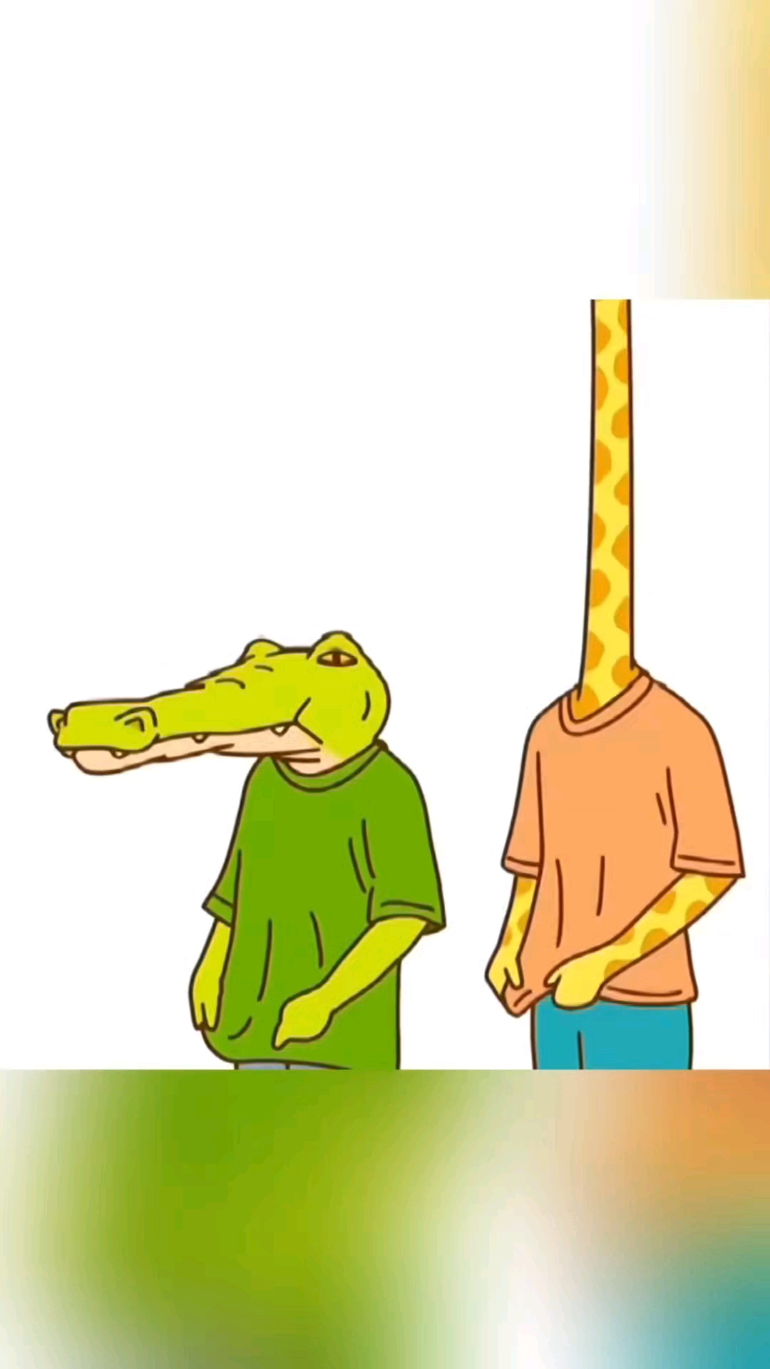 鳄鱼和长颈鹿的沙雕行为