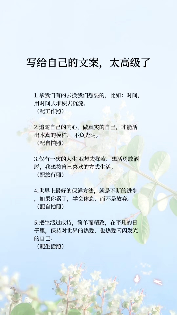 写给自己的文案,太高级了