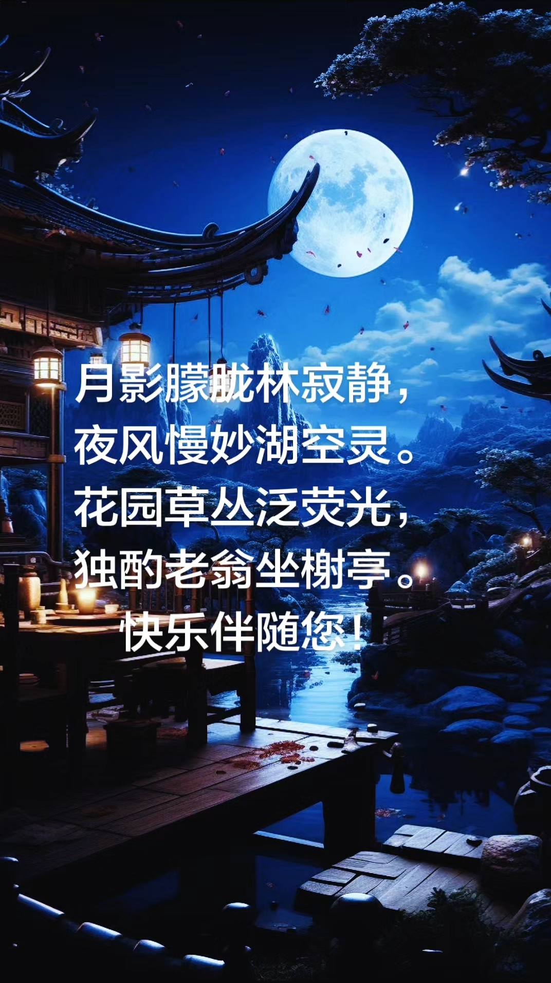 月色如水，老翁独酌，这宁静的夜晚你敢来吗？