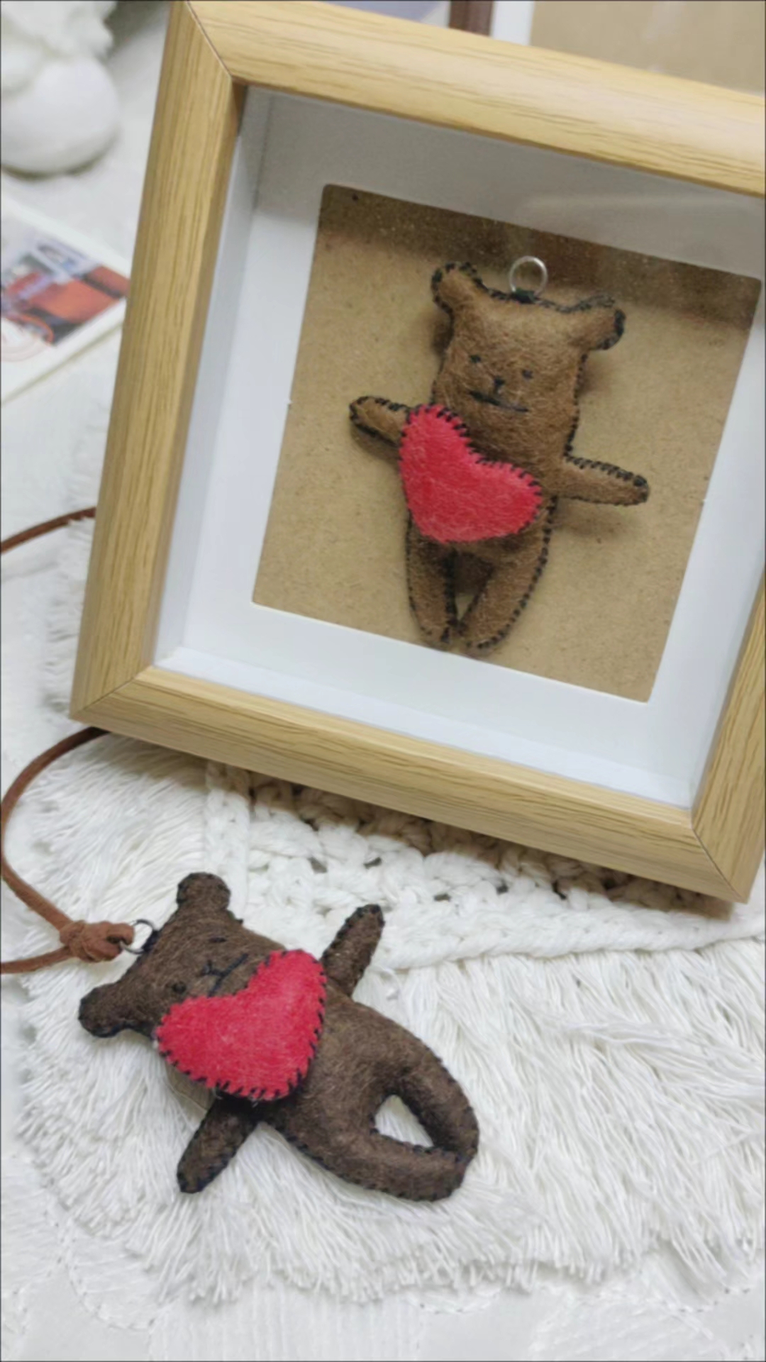 不织布爱心小熊,亲手做送朋友她应该会很开心的