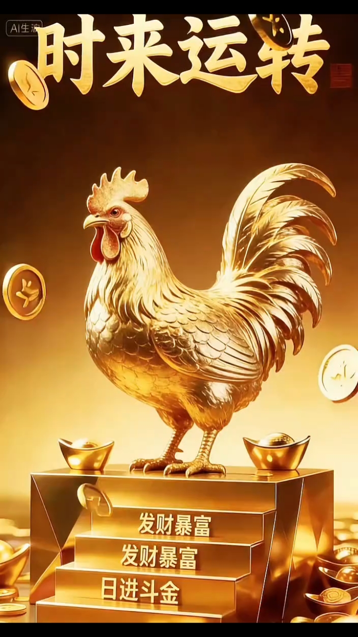 金鸡报喜，财运亨通！