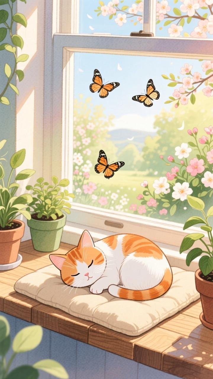 春日午后,橘白小猫的慵懒时光#阳光草坪日常#