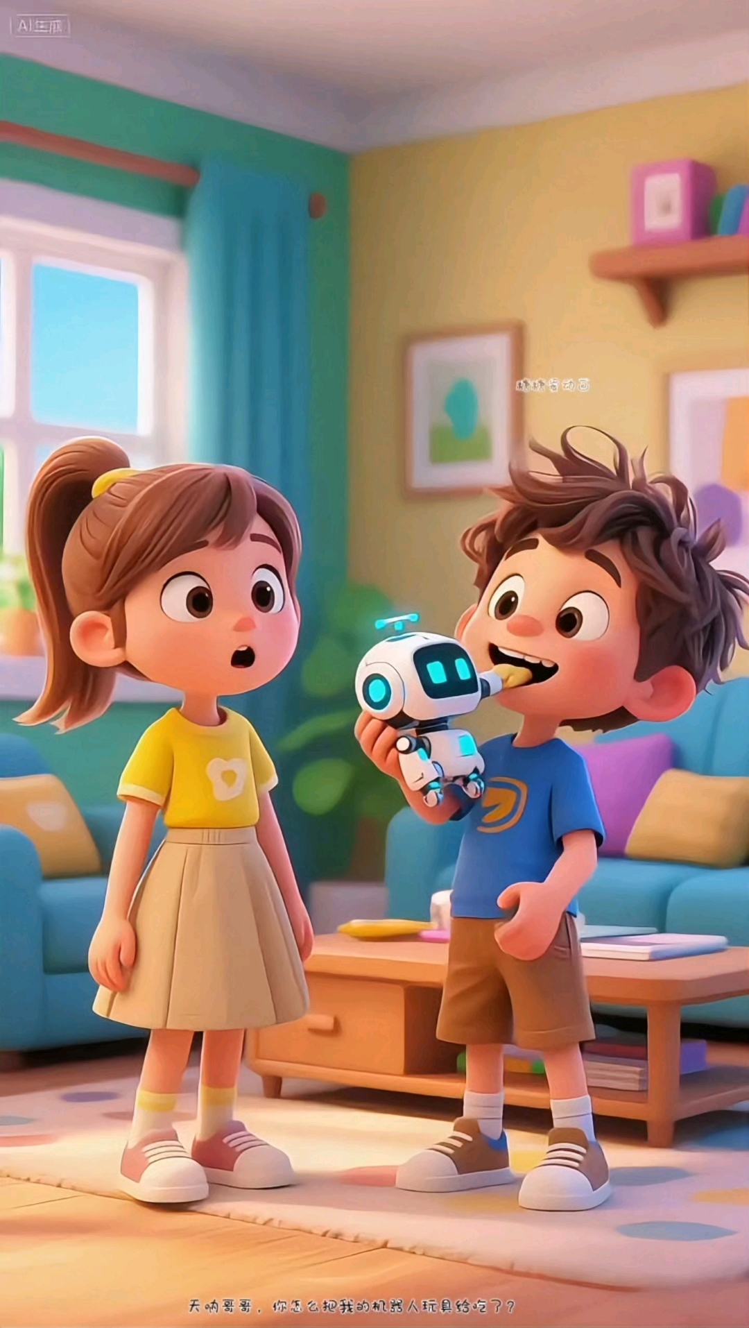 小男孩吃的机器人原来是蛋糕做的