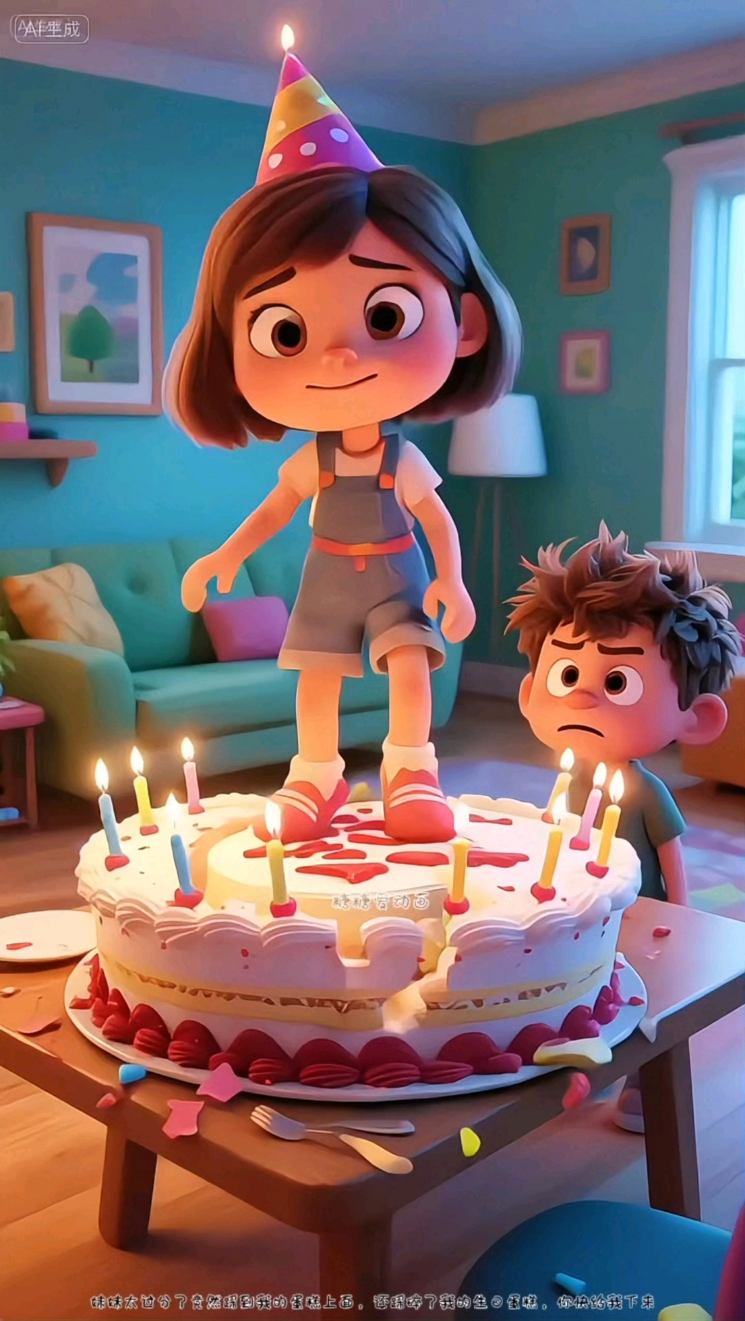 妹妹踩碎了生日蛋糕