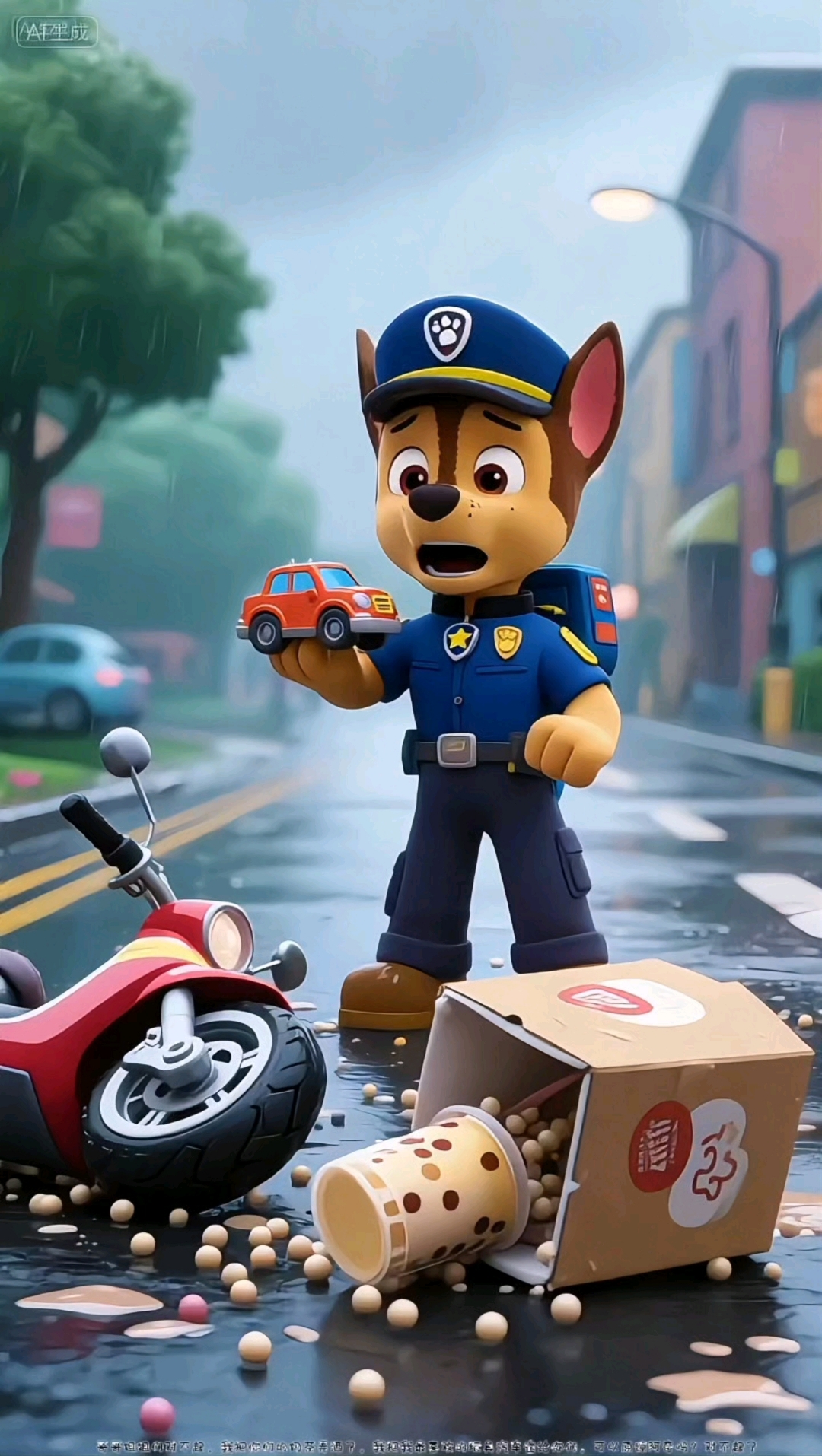 阿奇送外卖摔倒了奶茶全洒了