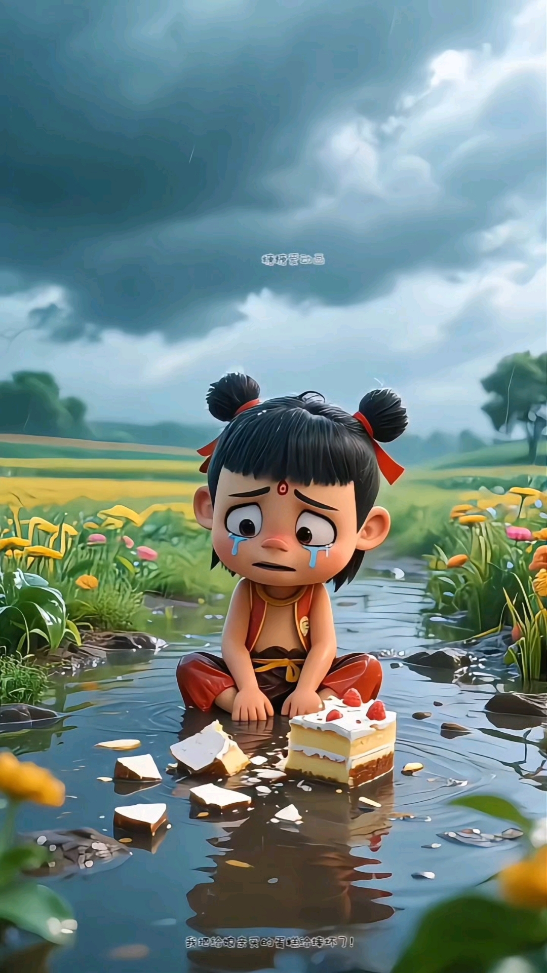 哪吒给娘亲过生日的蛋糕摔碎了