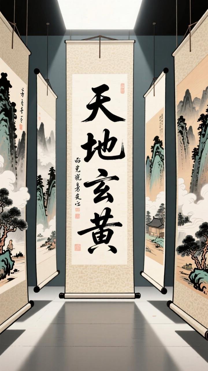 墨色小人疾驰国画间,8K镜头捕捉震撼光影#水墨山水画# #国风美学#
