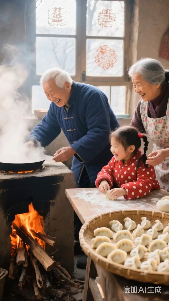 80后与爷爷奶奶围坐包饺子,是幅温馨动人的生活画卷。这一场景