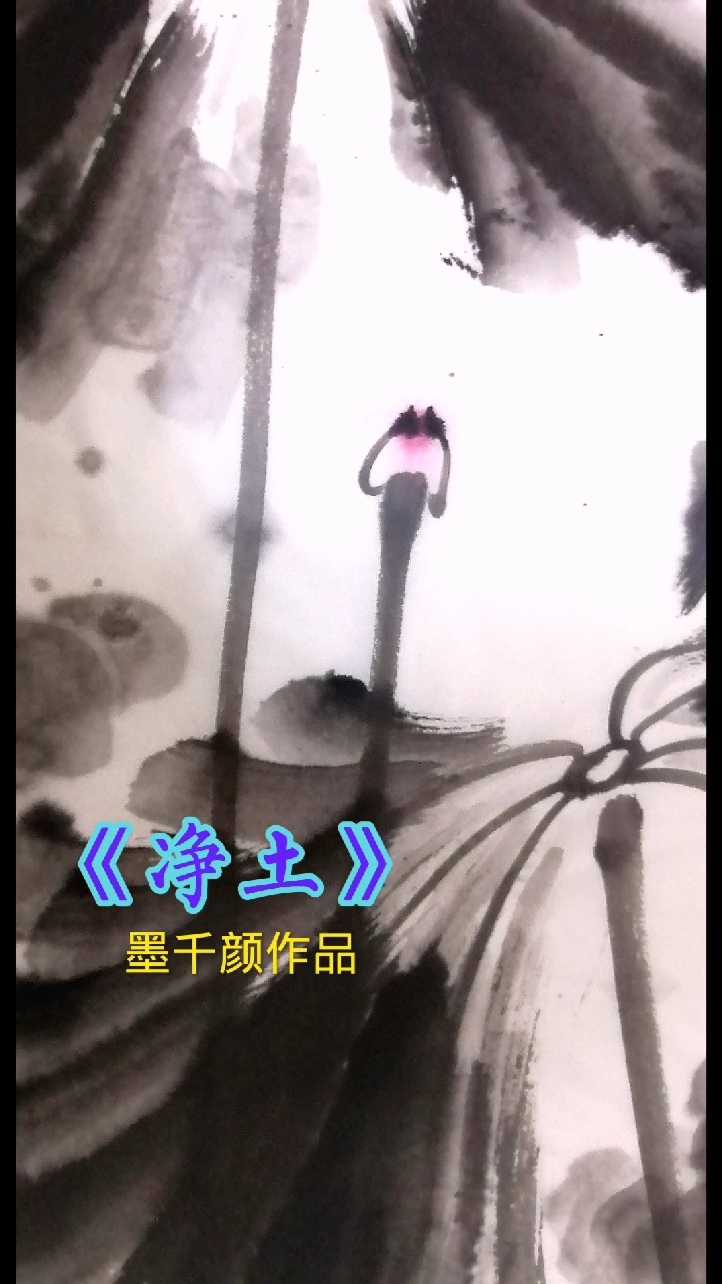 墨千颜大写意水墨荷花作品《静土》#名家书画#画家任寒墨#心经