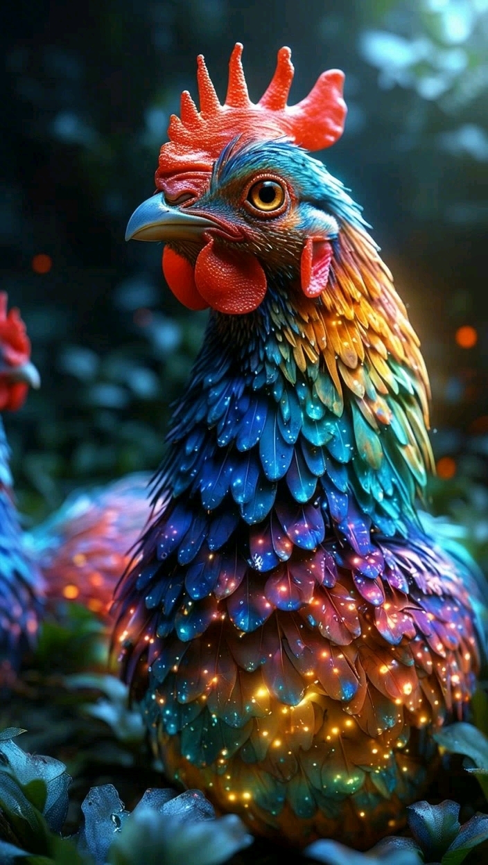 绚丽多彩的梦幻公鸡