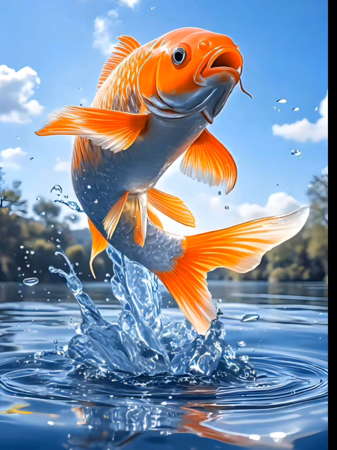 见大鲤鱼跳跃,代表好运翻倍!预示着您即将发财了!