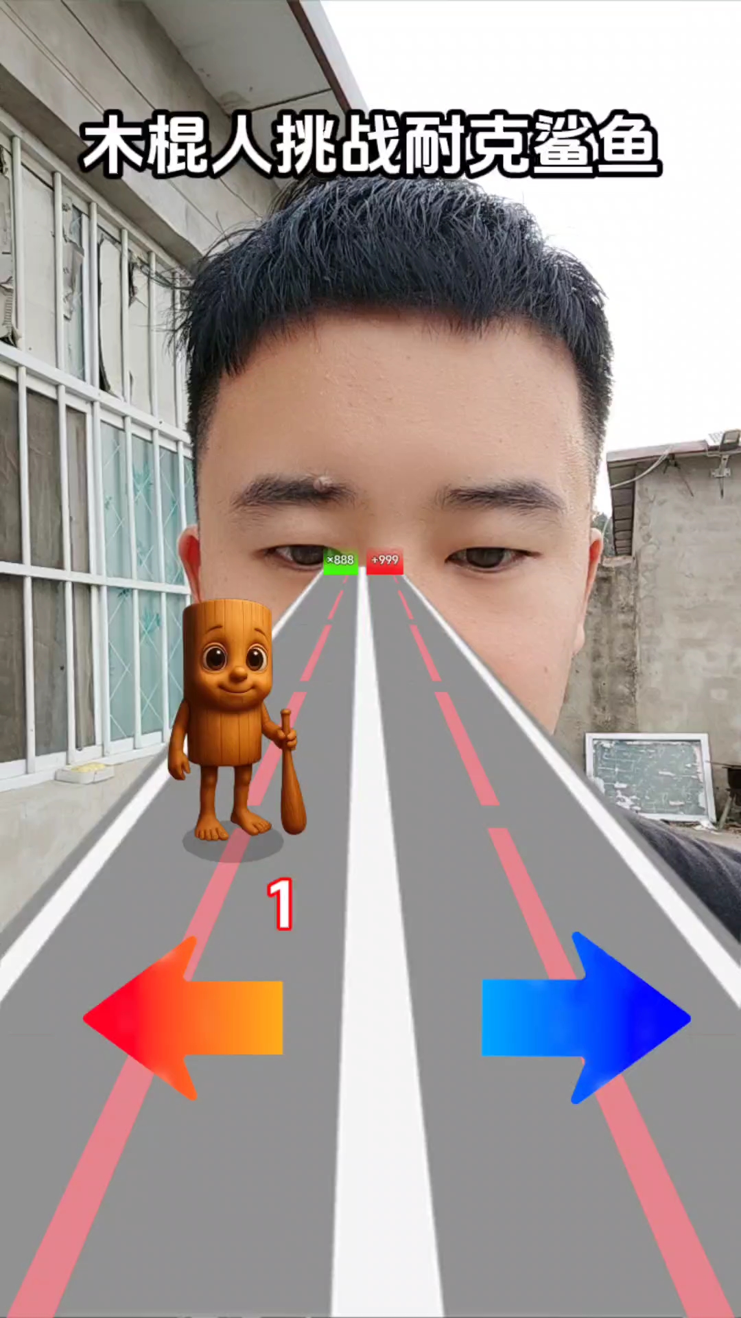 木棍人挑战耐克鲨鱼。