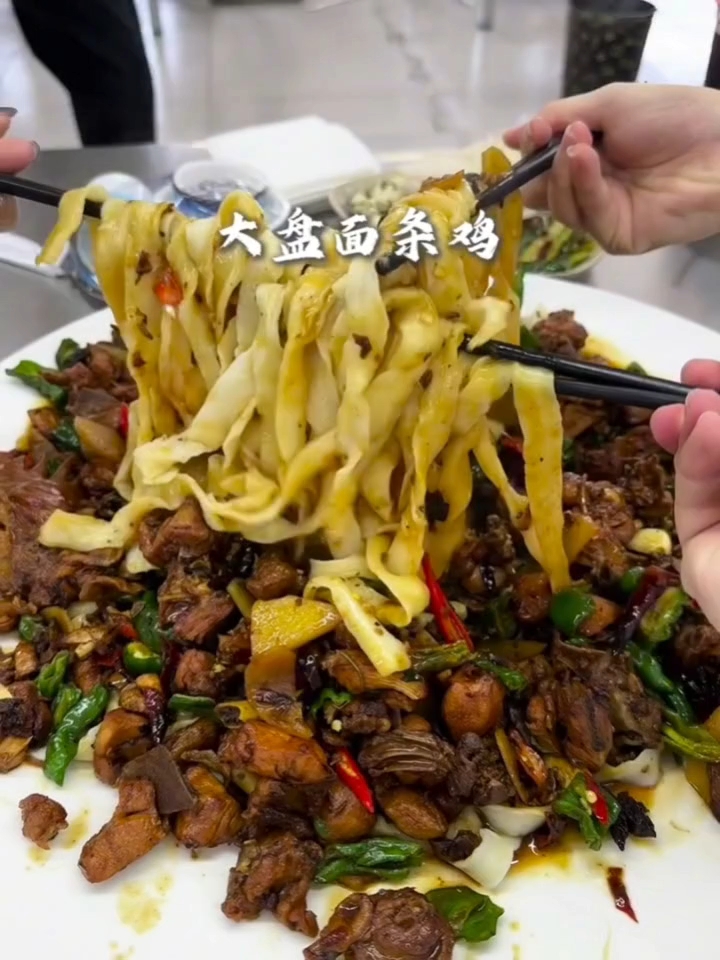 寻找山东济宁街头菜馆超大大大盘面条鸡