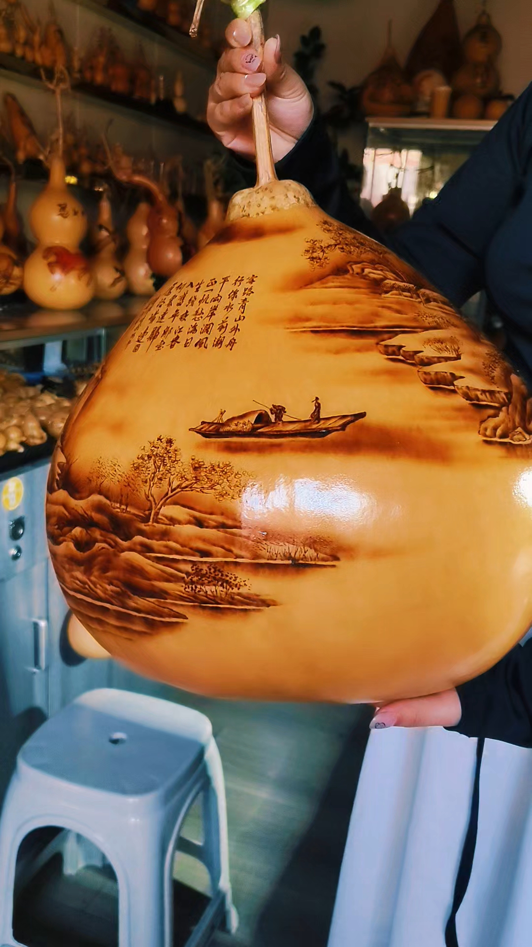 大葫芦烙画山水
