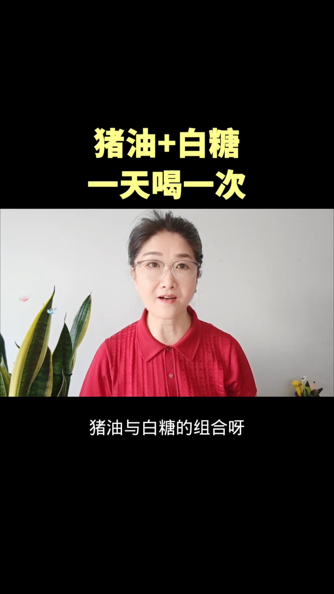 猪油加白糖一天喝一次。