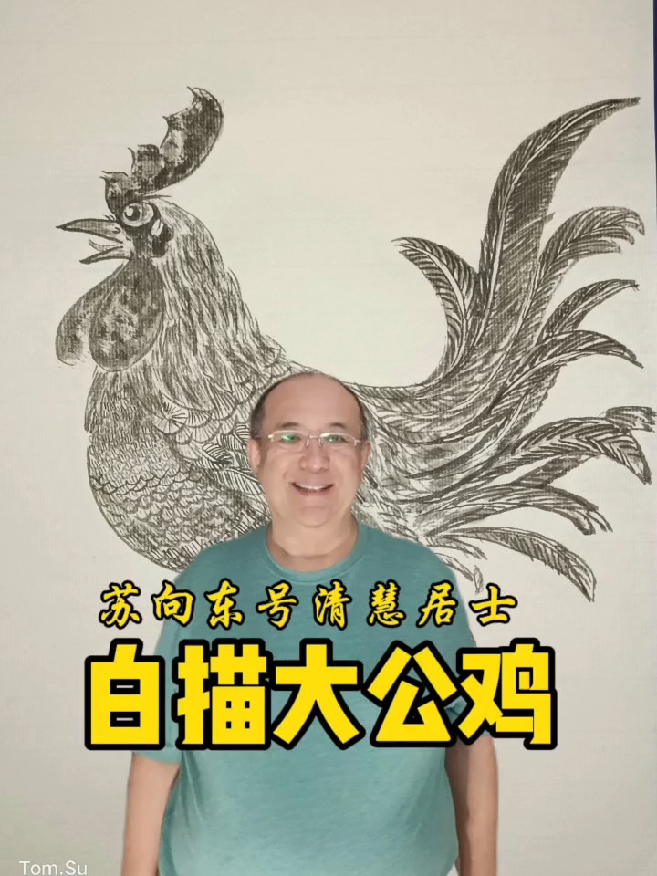 苏向东号清慧居士白描大公鸡