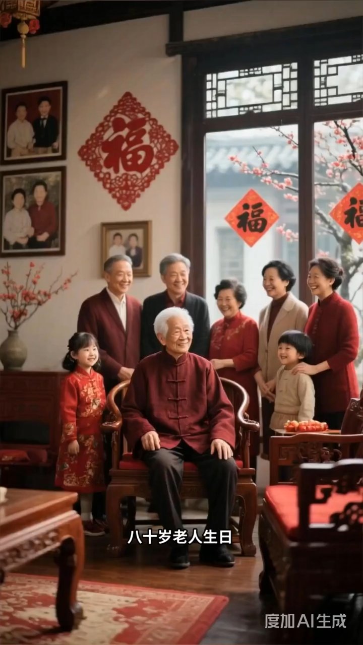 八旬寿星笑开颜,儿孙绕膝乐翻天