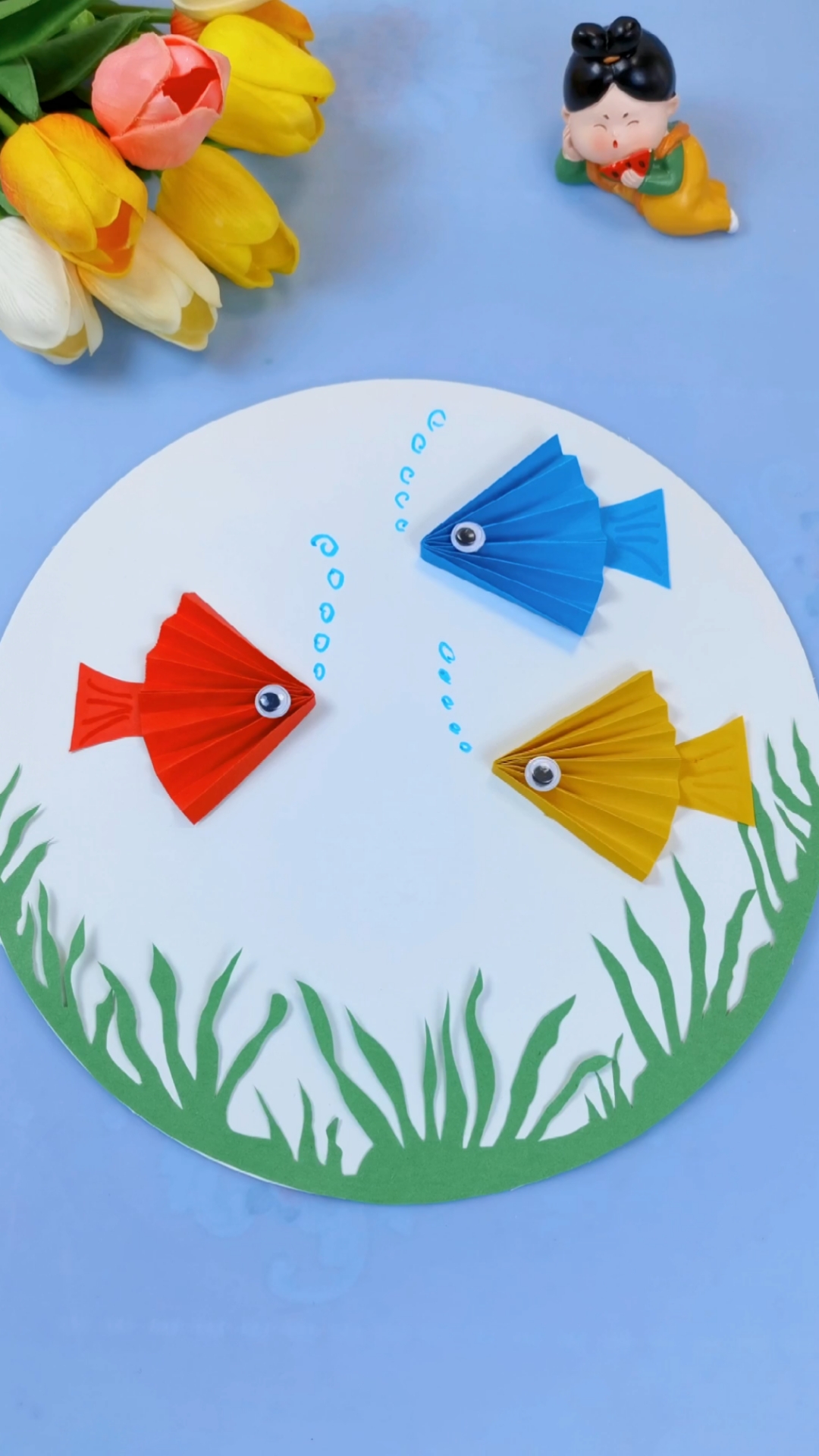 小鱼手工创意画,折纸画