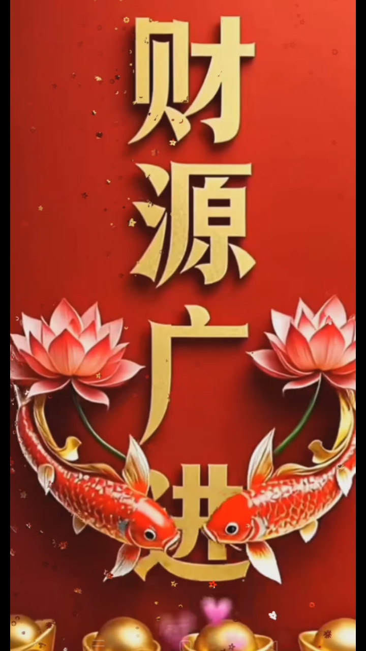 财源广进,莲花金鱼,富贵吉祥,长寿平安