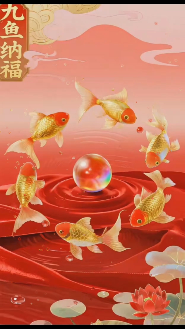 鸿运当头,万事胜意,九鱼纳福,如鱼得水