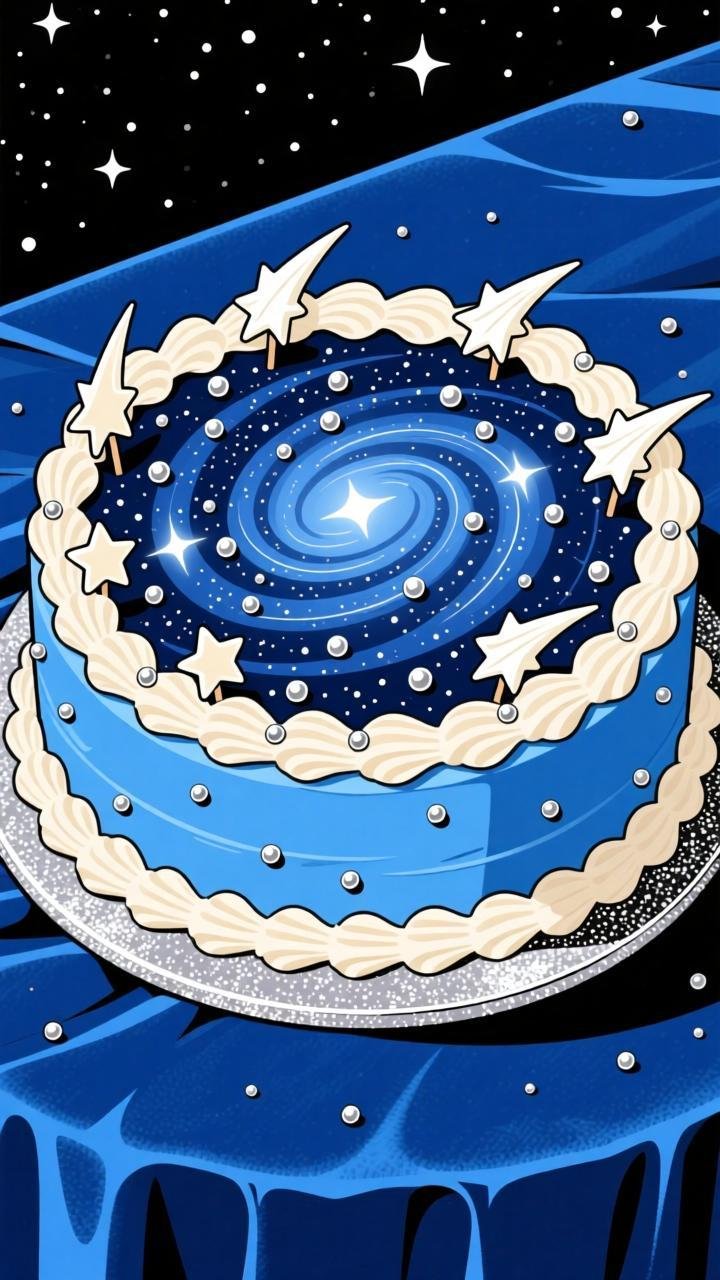 星空奶油蛋糕藏彩虹惊喜,六曲循环祝福点亮生日仪式感