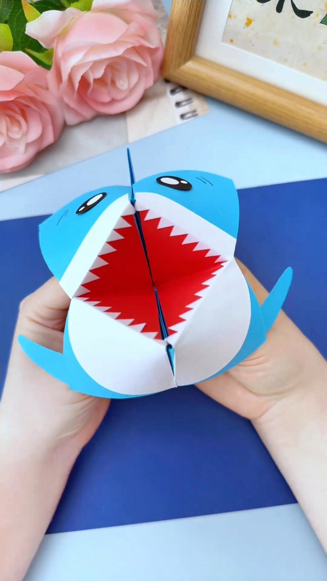 张大嘴的鲨鱼宝宝创意手工,超级好玩