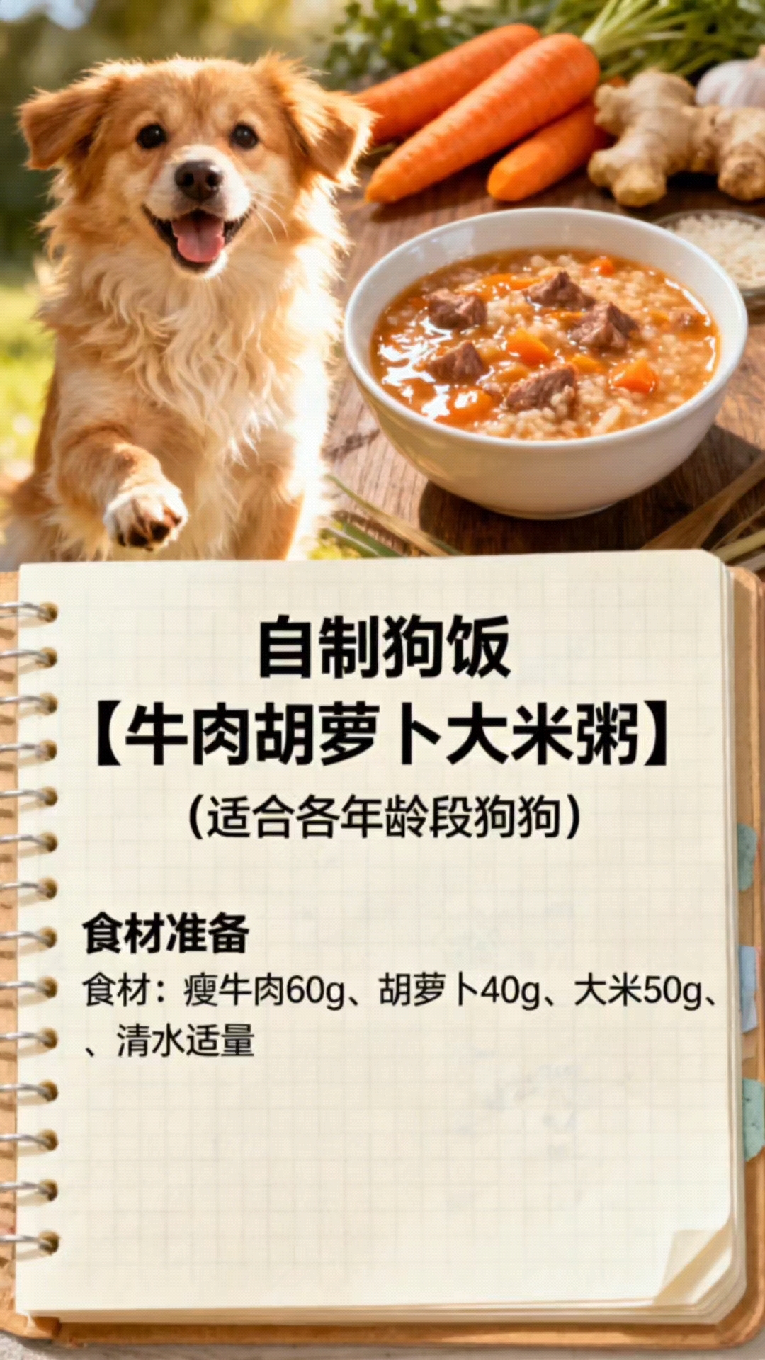 自制狗饭,牛肉胡萝卜大米粥
