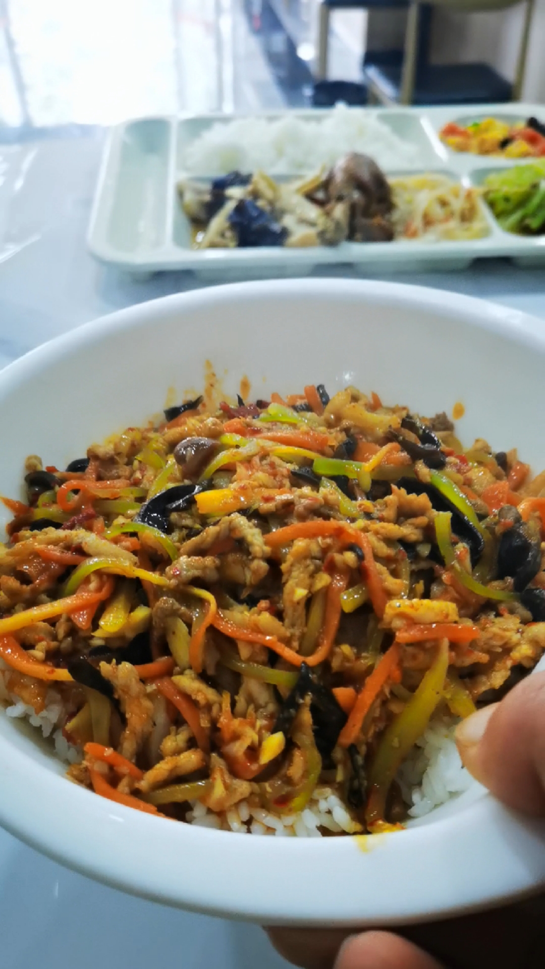 鱼香肉丝盖饭10块钱一份,真的是好吃不贵,让人百吃不腻