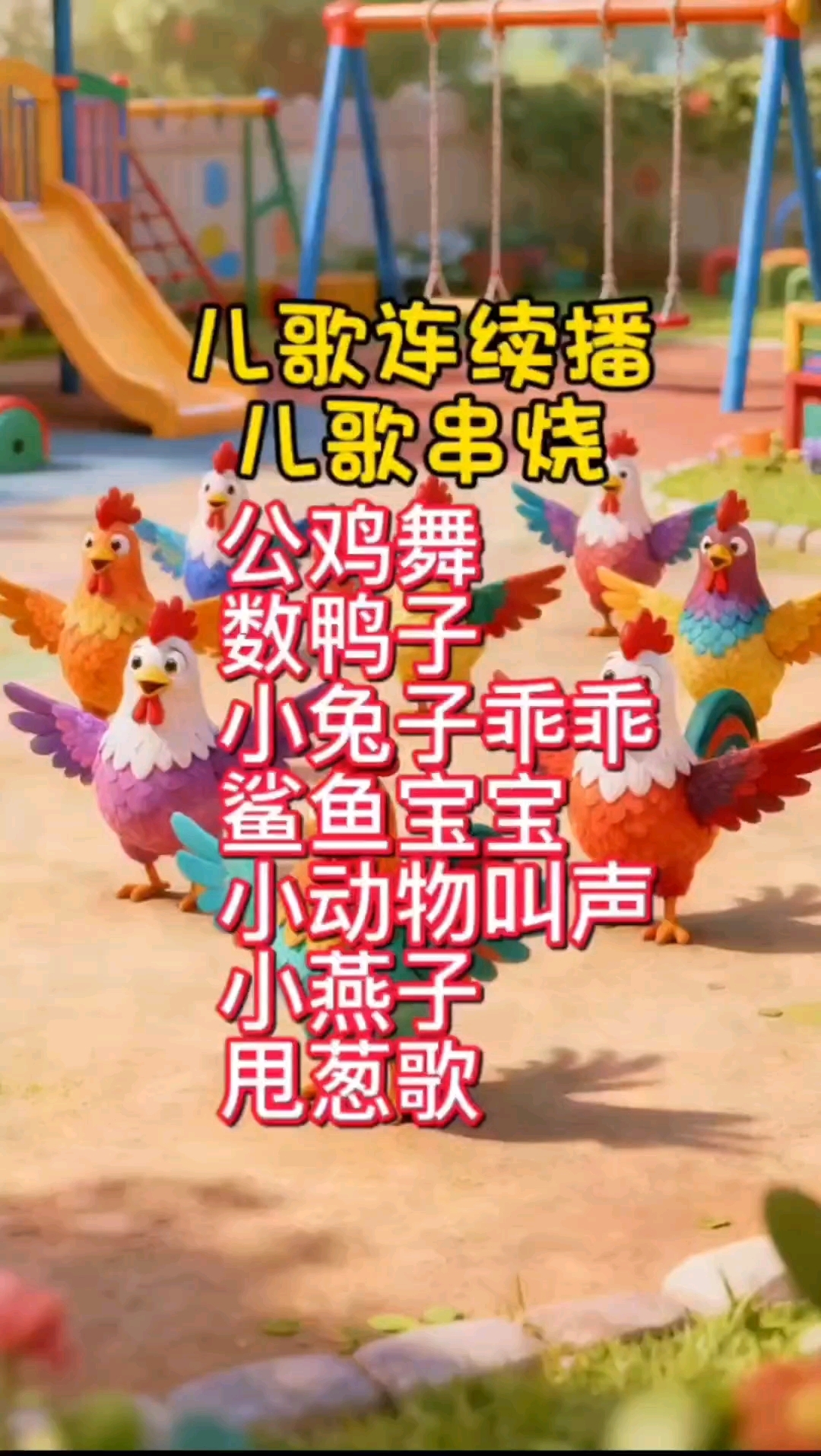 儿歌串烧,儿歌连续播 公鸡舞,数鸭子,小兔子乖乖,鲨鱼宝宝