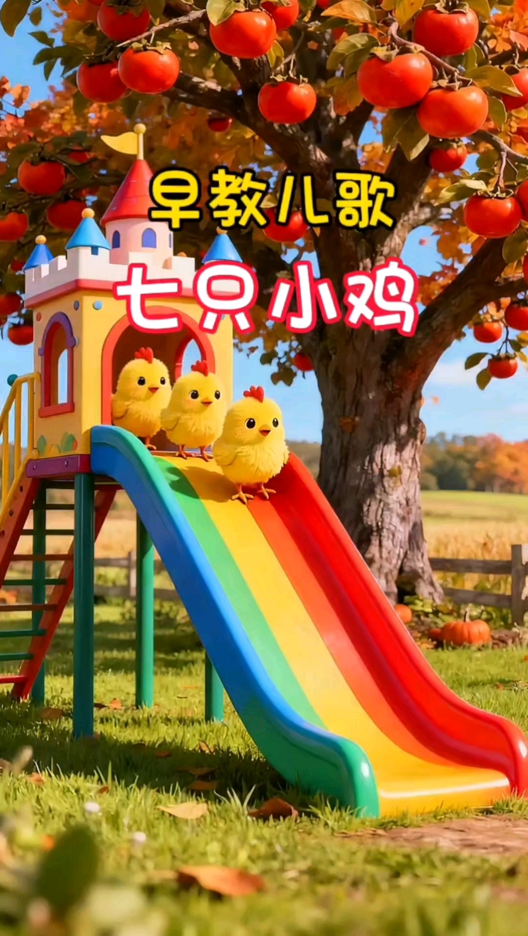 早教儿歌《七只小鸡》，可爱的小萌鸡去赶集啦！