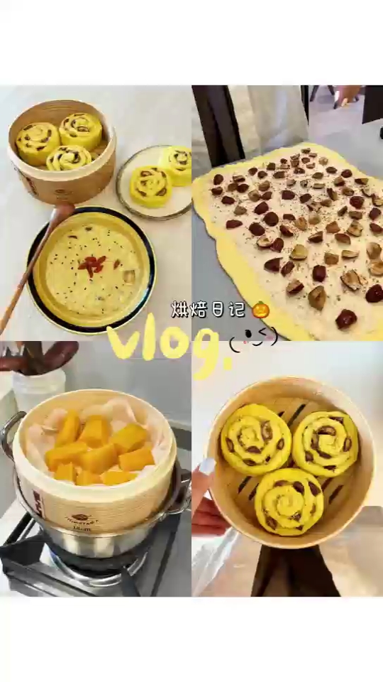 厨房日记｜软糯香甜的南瓜馒头卷和鸡蛋牛奶燕麦粥