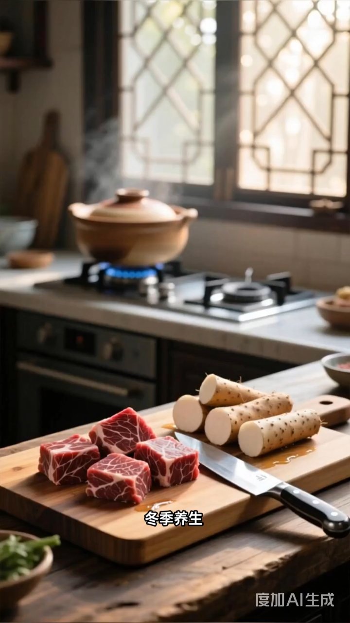 冬季暖胃首选:牛肉山药粥,营养美味一锅端。