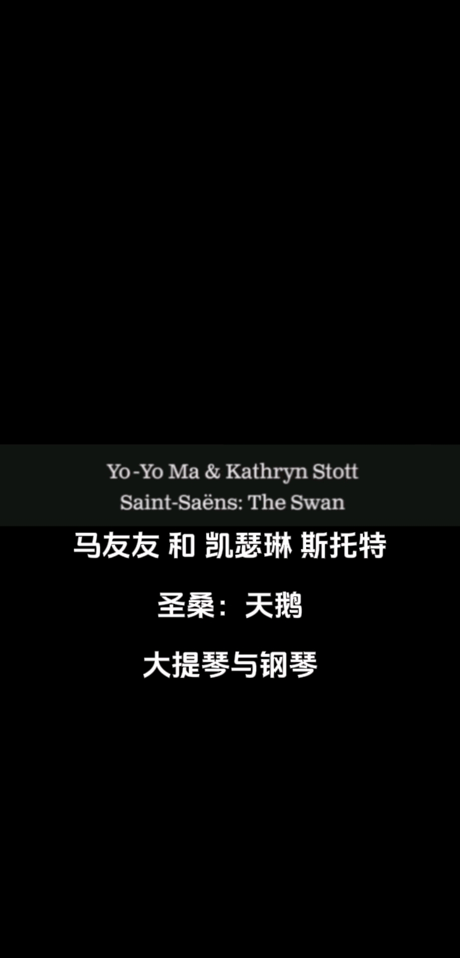 圣桑:天鹅,马友友和凯瑟琳 斯托特,大提琴与钢琴#圣桑#天鹅