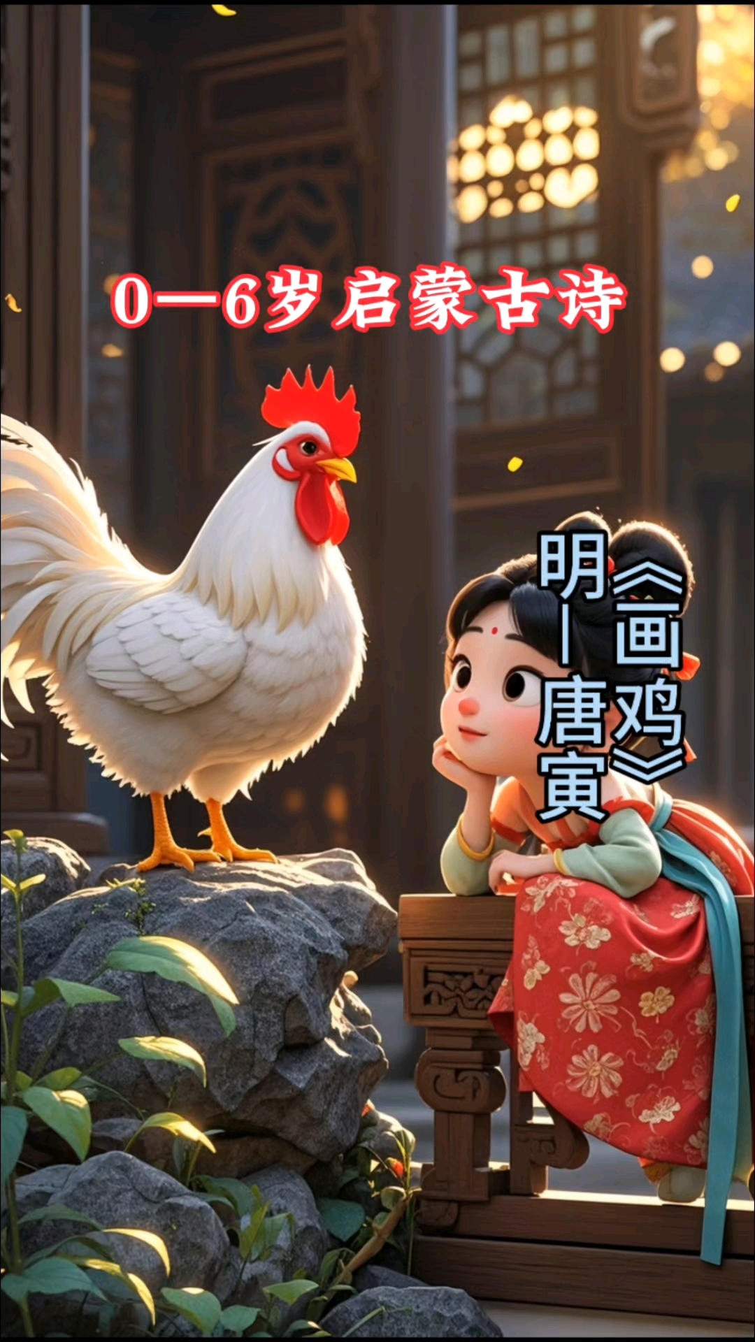 《画鸡》明—唐寅  每天一分钟学习古诗词