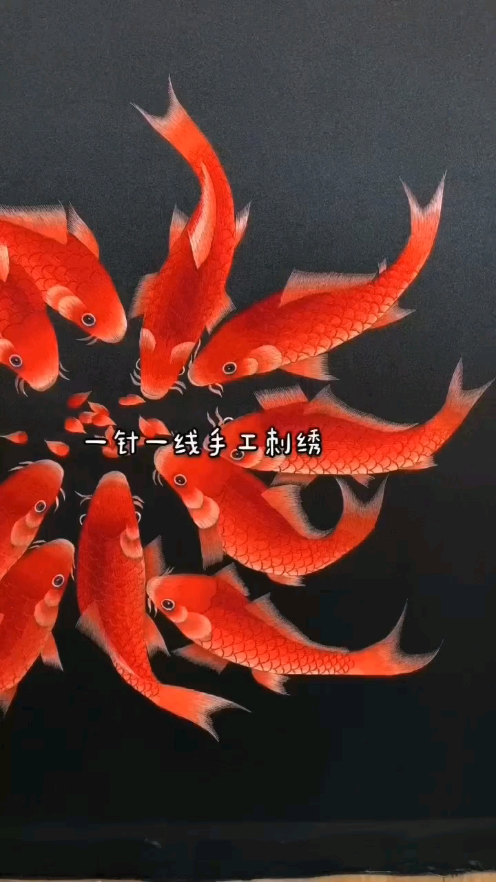 汴绣精美十二条鱼寓意月月有余鱼跃龙门