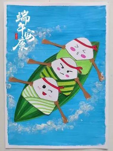 端午主题创意画:粽子赛龙舟,端午节快到了,跟小朋友一起来创作吧。端午节手工 端午创意美术画