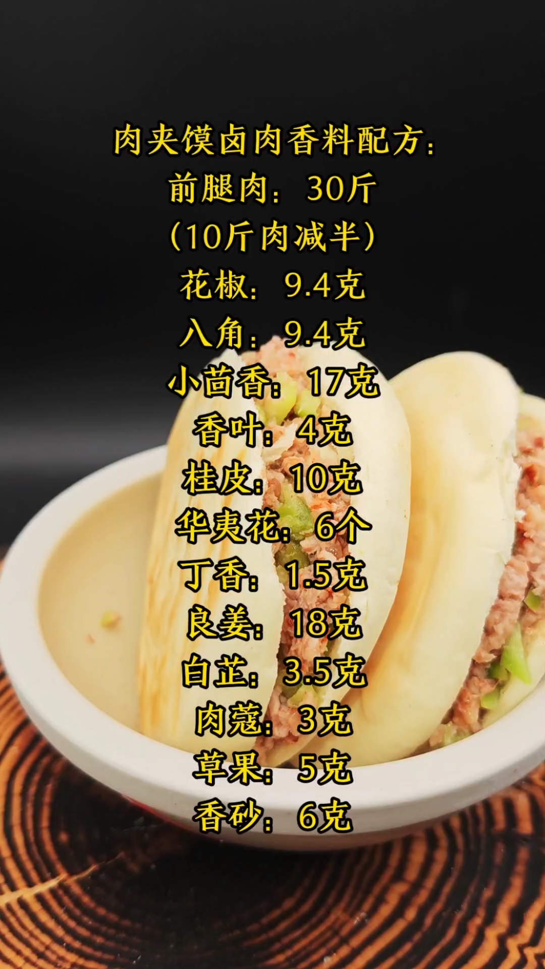 陕西肉夹馍卤肉香料配方
