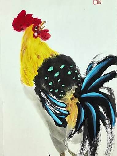 国画大公鸡 轻松五步快速画公鸡 上热门 国画 花鸟画 感受国画的意境之美 公鸡