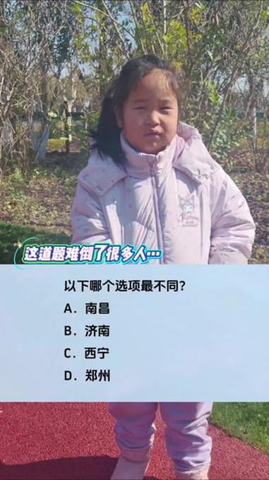 以下哪个选项最不同？A．南昌 B．济南C．西宁D．郑州