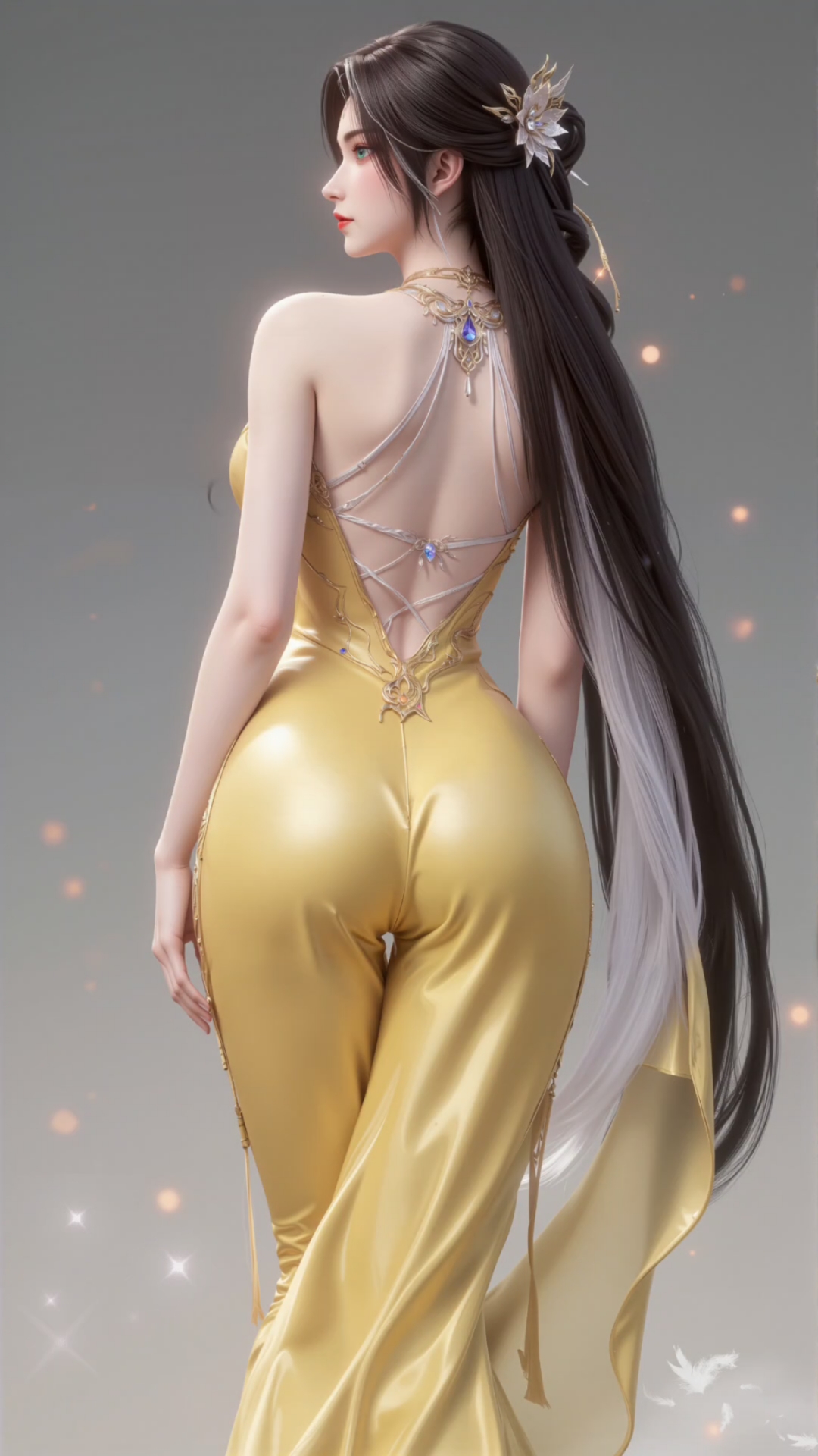 女神身穿浅黄色古风衣裳,仙气飘飘!