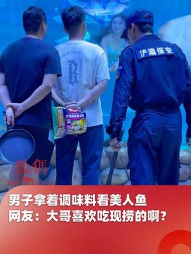 男子拿着调味料看美人鱼,网友:大哥喜欢吃现捞的啊?“先生 这是海底隧道不是海底捞”