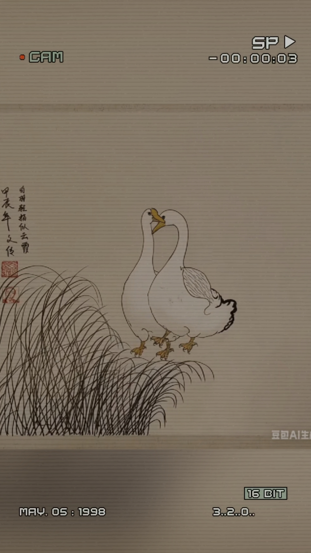 诗画同源胡文传的水墨创作诗词落款“白羽轻扬似云霞， 画中大鹅