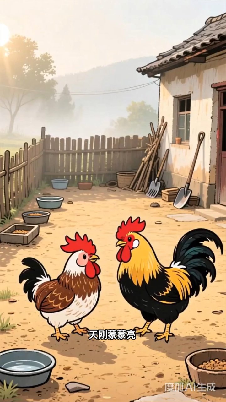 芦花鸡大战黄鸡：农家小院的晨间斗鸡风云