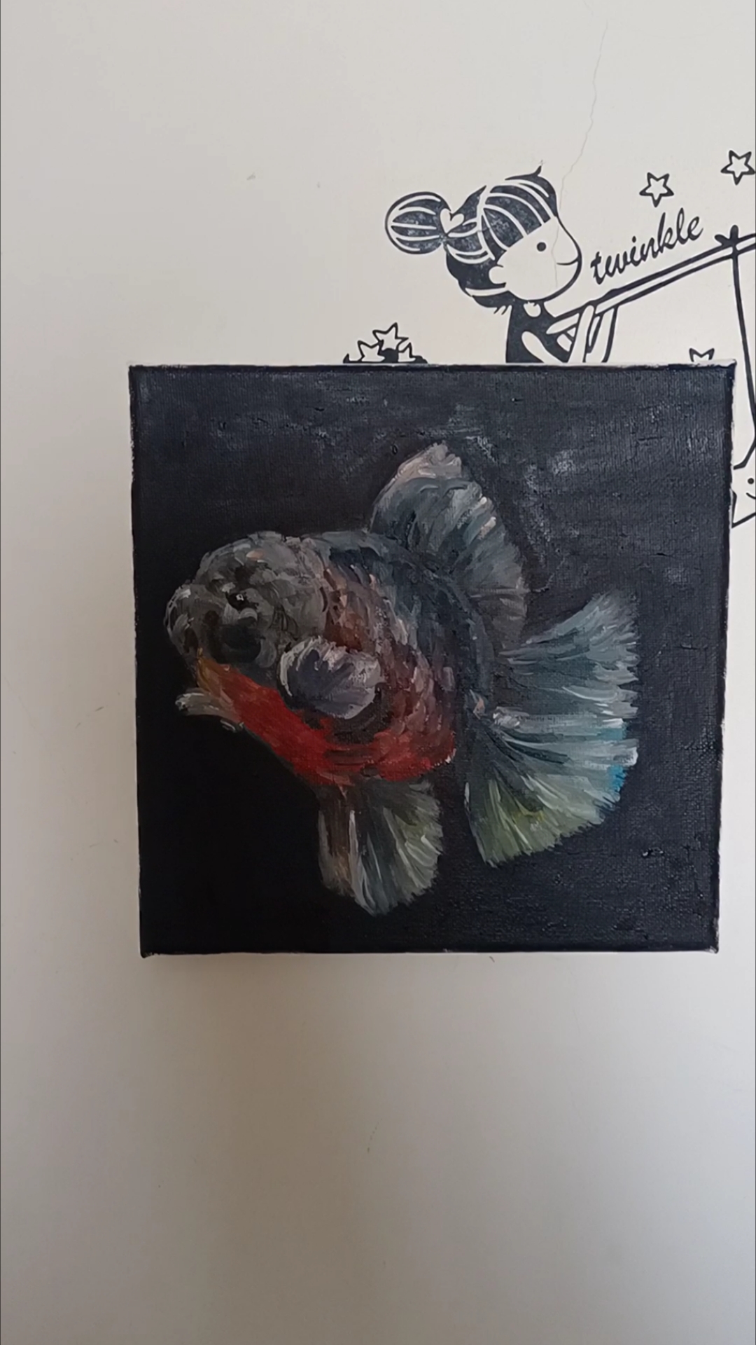 油画小金鱼九宫格之九分之九