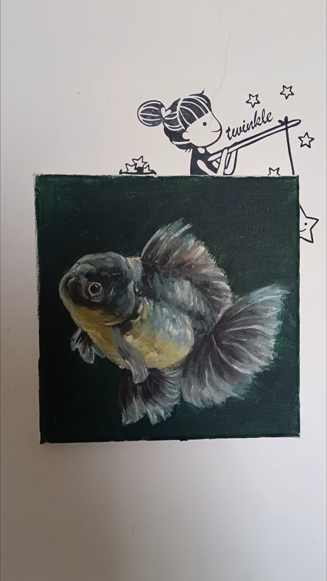 油画小金鱼九宫格之九分之六