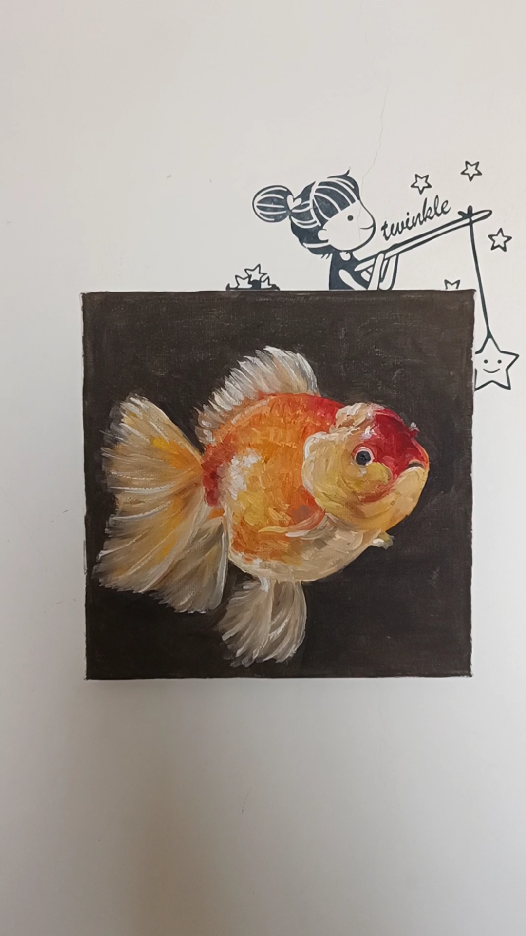 油画小金鱼九宫格之九分之八